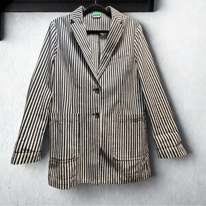 United Colors Of Benetton black and white striped cotton blazer